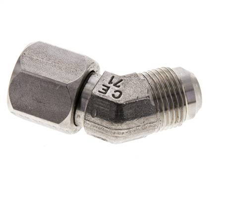 Raccord JIC coudé 45deg UNF 7/8''-14 Mâle x Femelle Acier inoxydable 210bar (2950.5psi)
