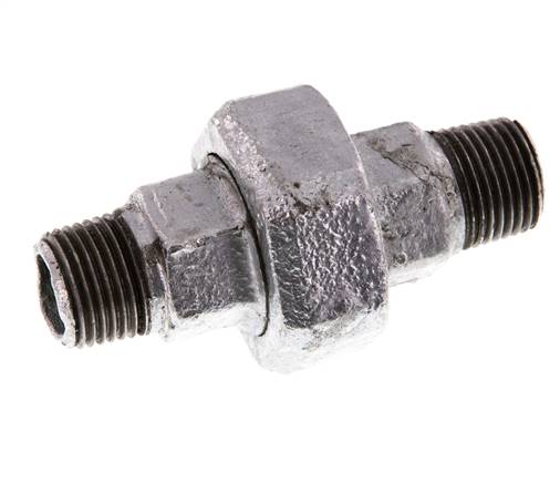 R 1/2'' Fonte zinguée Embout double 3 pièces à étanchéité conique 25 Bar