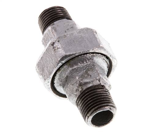 R 1/2'' Fonte zinguée Embout double 3 pièces à étanchéité conique 25 Bar