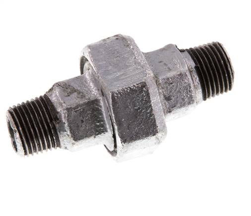R 1/2'' Fonte zinguée Embout double 3 pièces à étanchéité conique 25 Bar