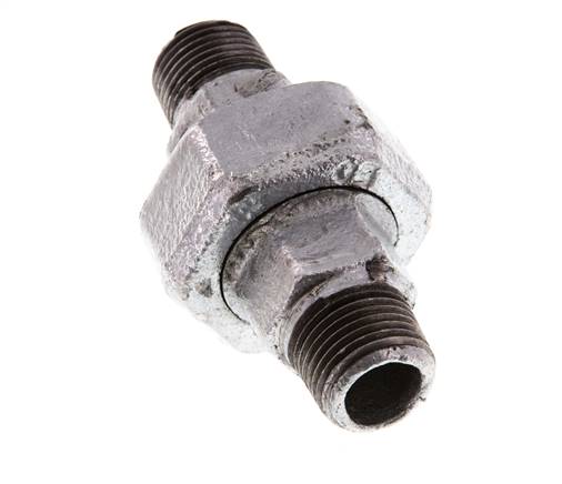 R 1/2'' Fonte zinguée Embout double 3 pièces à étanchéité conique 25 Bar