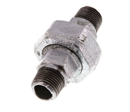 R 1/2'' Fonte zinguée Embout double 3 pièces à étanchéité conique 25 Bar