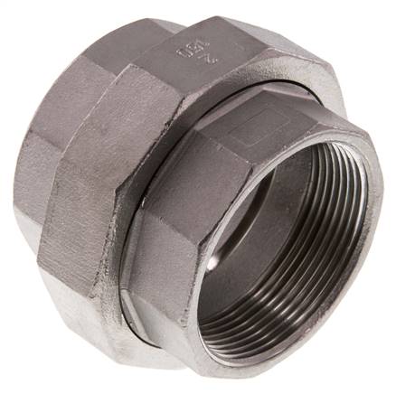 Rp 2'' Acier inoxydable Mamelon double 3-pièces avec joint conique 16 Bar