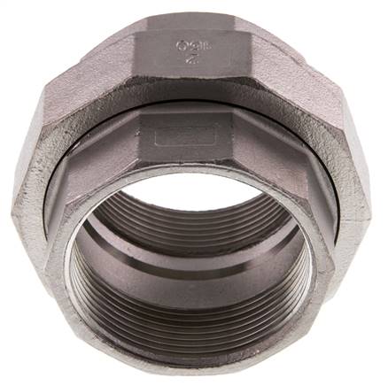 Rp 2'' Acier inoxydable Mamelon double 3-pièces avec joint conique 16 Bar