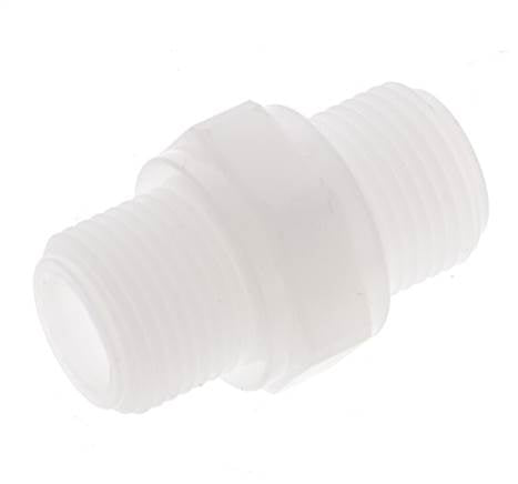 Mamelon double G3/8'' Polypropylène (pp) 10bar (140.5psi) FDA 22mm Hex