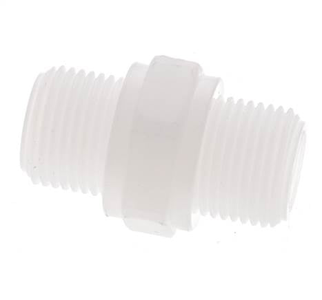 Mamelon double G3/8'' Polypropylène (pp) 10bar (140.5psi) FDA 22mm Hex