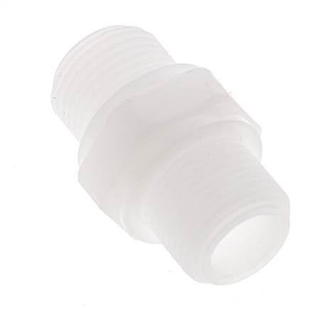 Mamelon double G3/8'' Polypropylène (pp) 10bar (140.5psi) FDA 22mm Hex