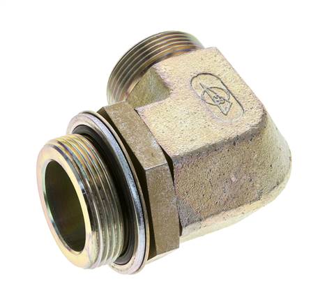 Raccord coudé 90° en acier zingué UN 1-11/16''-12 x G 1 1/2'' mâle ORFS 200 Bar - Hydraulique