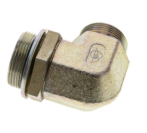Raccord coudé 90° en acier zingué UN 1-11/16''-12 x G 1 1/2'' mâle ORFS 200 Bar - Hydraulique