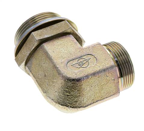 Raccord coudé 90° en acier zingué UN 1-11/16''-12 x G 1 1/2'' mâle ORFS 200 Bar - Hydraulique