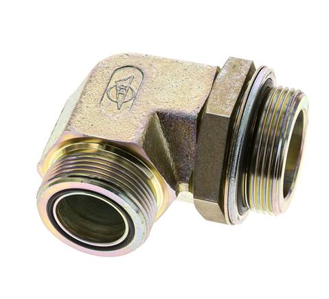 Raccord coudé 90° en acier zingué UN 1-11/16''-12 x G 1 1/2'' mâle ORFS 200 Bar - Hydraulique