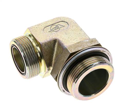 Raccord coudé 90° en acier zingué UN 1-11/16''-12 x G 1 1/2'' mâle ORFS 200 Bar - Hydraulique