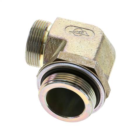 Raccord coudé 90° en acier zingué UN 1-11/16''-12 x G 1 1/2'' mâle ORFS 200 Bar - Hydraulique