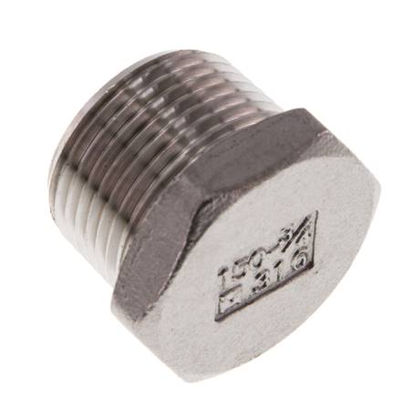 3/4'' NPT mâle Bouchon de fermeture en acier inoxydable avec Hexagone extérieur 16 Bar