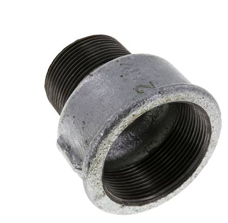 R 1 1/2'' x Rp 2'' M/F Bague réductrice en fonte zinguée 25 Bar