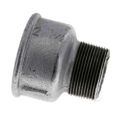 R 1 1/2'' x Rp 2'' M/F Bague réductrice en fonte zinguée 25 Bar