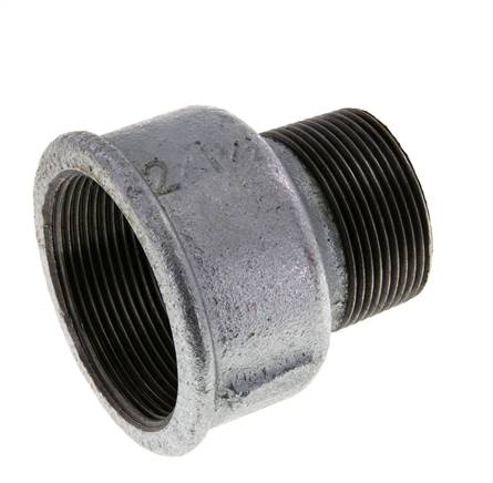 R 1 1/2'' x Rp 2'' M/F Bague réductrice en fonte zinguée 25 Bar