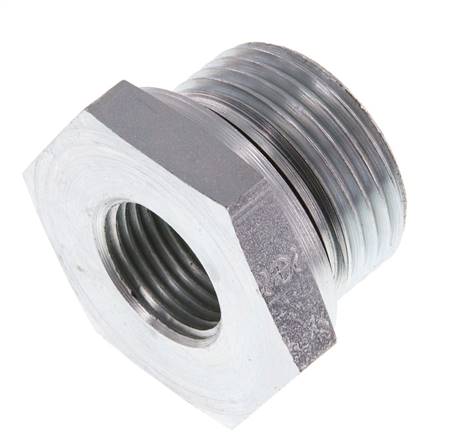 Adaptateur réducteur en acier zingué G 1'' x G 1/2'' M/F 400 Bar - Hydraulique