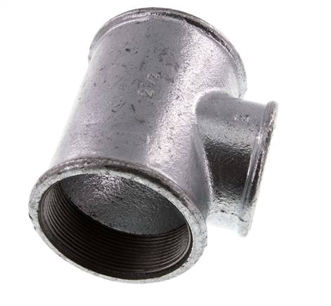 Té en fonte zingué Rp 2 1/2'' x Rp 2'' 25 Bar