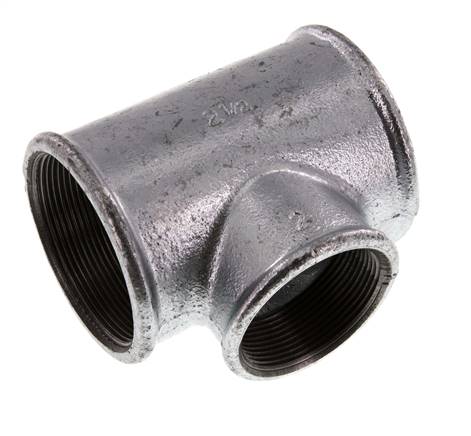 Té en fonte zingué Rp 2 1/2'' x Rp 2'' 25 Bar