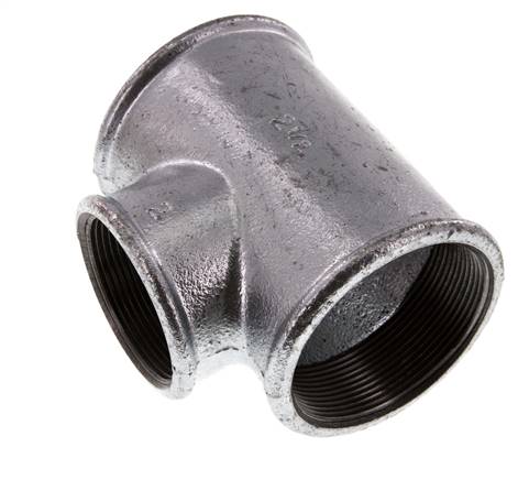 Té en fonte zingué Rp 2 1/2'' x Rp 2'' 25 Bar