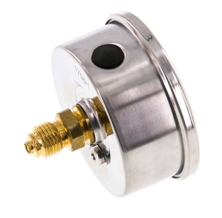 0..4 Bar (0..58 psi) Manomètre à glycérine Arrière Acier inoxydable/laiton 63 mm Classe 1.6