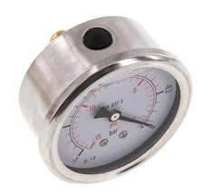 -1..0 Bar (-15..0 psi) Manomètre à glycérine Arrière Acier inoxydable/laiton 63 mm Classe 1.6