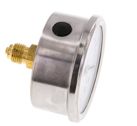 -1..0 Bar (-15..0 psi) Manomètre à glycérine Arrière Acier inoxydable/laiton 63 mm Classe 1.6