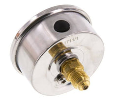 -1..0 Bar (-15..0 psi) Manomètre à glycérine Arrière Acier inoxydable/laiton 63 mm Classe 1.6