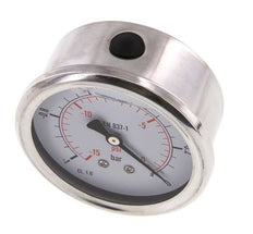 -1..0 Bar (-15..0 psi) Manomètre à glycérine Arrière Acier inoxydable/laiton 63 mm Classe 1.6