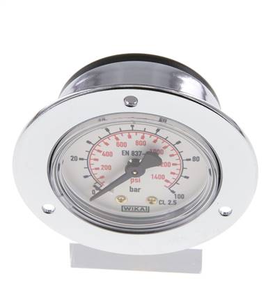 0..100 Bar (0..1450 psi) Manomètre encastrable Acier/laiton 50 mm Classe 2.5 (panneau avant)