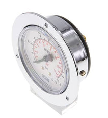 0..1 Bar (0..15 psi) Manomètre à montage sur panneau Acier/laiton 63 mm Classe 2.5 (panneau avant)