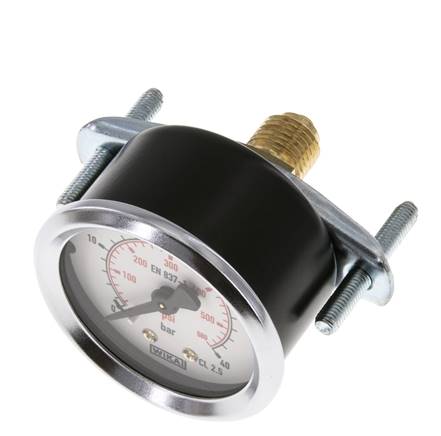 0..40 Bar (0..580 psi) Manomètre monté sur panneau Acier/laiton 50 mm Classe 2.5 (support)