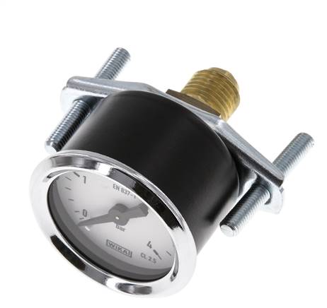 0..4 Bar (0..58 psi) Manomètre monté sur panneau Acier/laiton 40 mm Classe 2.5 - 1/4'' (Support)