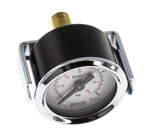 0..4 Bar (0..58 psi) Manomètre monté sur panneau Acier/laiton 40 mm Classe 2.5 (support)