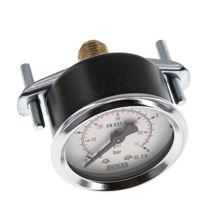 0..4 Bar (0..58 psi) Manomètre monté sur panneau Acier/laiton 50 mm Classe 2.5 (support)