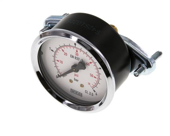 0..4 Bar (0..58 psi) Manomètre monté sur panneau Acier/laiton 63 mm Classe 2.5 (support)