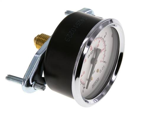 0..4 Bar (0..58 psi) Manomètre monté sur panneau Acier/laiton 63 mm Classe 2.5 (support)