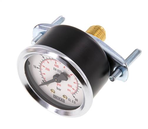 0..60 Bar (0..870 psi) Manomètre encastrable Acier/laiton 50 mm Classe 2.5 (Support)