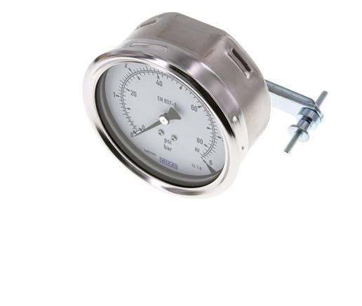 0..6 Bar (0..87 psi) Manomètre à encastrer Acier/laiton 100 mm Classe 1.0 (Support)