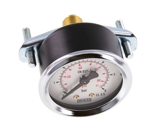 0..6 Bar (0..87 psi) Manomètre encastrable Acier/laiton 50 mm Classe 2.5 (Support)