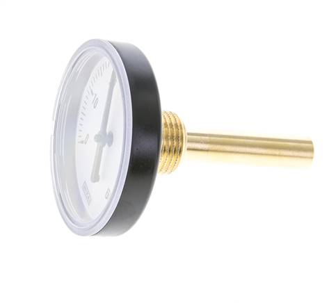 Thermomètre bimétallique en plastique de 0 à +60°C Tige de 63 mm de cabinet de 60 mm avec puits thermométrique