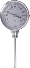 -Thermomètre industriel bimétallique en acier inoxydable de 30 à +50°C Cabinet 160mm Fond de tige 160mm