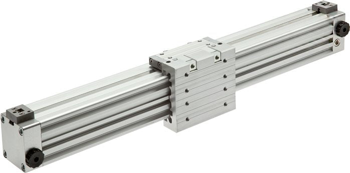 Vérin Sans Tige 63-1800mm - Magnétique - Amortissement - Guide court - Guide simple
