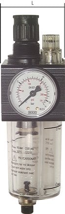 FRL G3/8'' 1400l/min 0.5-16.0bar/7-232psi (Vanne de vidange externe) Combo 1 en polycarbonate