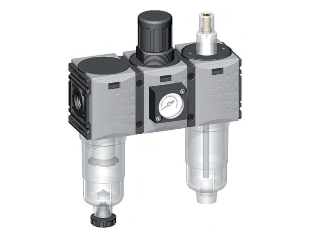 FRL 3 Parties G1/4'' 800l/min 0.2-4.0bar/3-58psi Auto (Fermé Sans Pression) Manomètre 40 mm Polycarbonate Futura 0