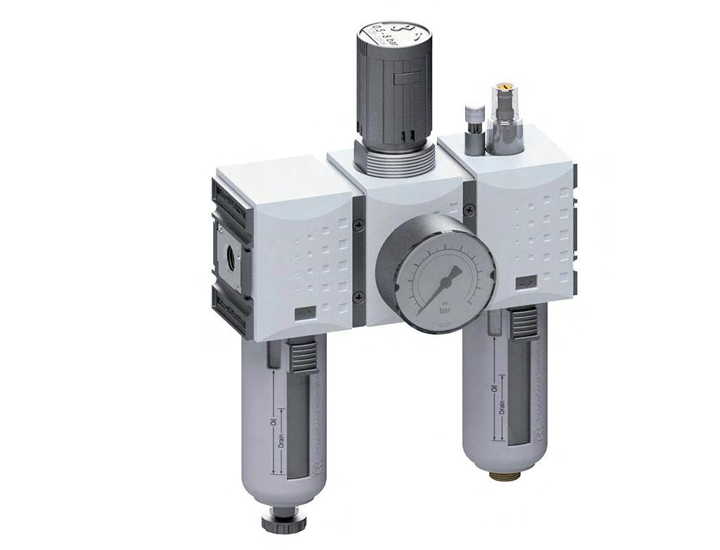 FRL 3 Parties G1/4'' 1750l/min 0.1-2.0bar/1-29psi Auto Polycarbonate Futura 1