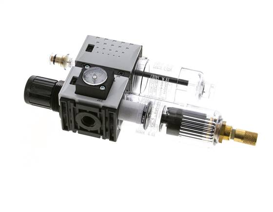 FRL 2 Parties G1/4'' 800l/min 0.5-8.0bar/7-116psi Auto Polycarbonate Futura 0