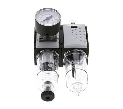 FRL 2 Parties G1/4'' 800l/min 0.2-4.0bar/3-58psi Semi-Auto 40 mm Manomètre Polycarbonate Futura 0