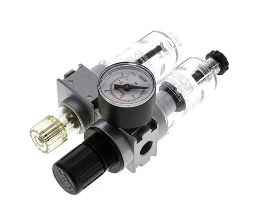 FRL 2 Parties G1/4'' 700l/min 0.5-10.0bar/7-145psi Semi-Auto 40 mm Manomètre Polycarbonate Multifix 0